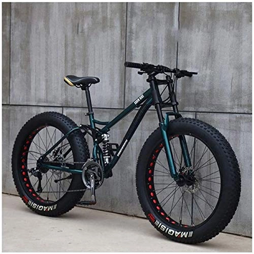 Fat Tyre Mountain Bike : Aoyo Mountain Bikes, Bicycle, 26 Inch, 21 Speeds, High Carbon Steel, Lightweight, Beach, Sport Bike, Dual-Suspension, Double Disc Brake, Fat Tire Bike, (Color : Cyan)