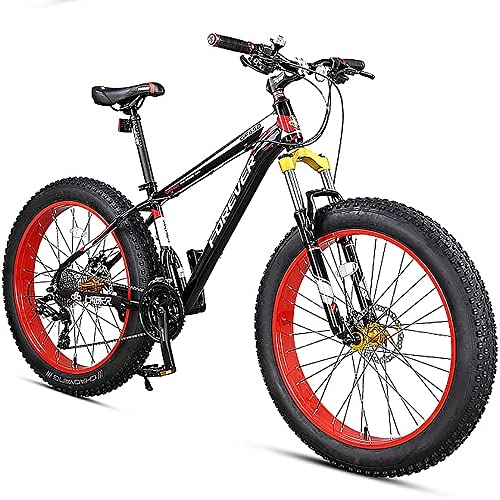 Fat Tyre Mountain Bike : Bananaww 26 Inch Thick Wheel Mountain Bike, 27 Speed Bicycle, Adult Fat Tire Mountain Trail Bike, High-carbon Steel Frame and Dual Full Suspension Dual Disc Brake, Outdoor Cycling Road Bike