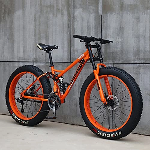 Fat Tyre Mountain Bike : Bananaww 26" Mountain Bikes, Adult Fat Tire Mountain Trail Bike, 7 / 21 / 24 / 27 / 30 Speed Bicycle, High-carbon Steel Hardtail Mountain Bike, Mountain Bicycle with Front Suspension Adjustable Seat