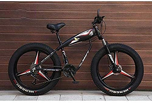Fat Tyre Mountain Bike : baozge 26 inch Wheels Mountain Bike Bicycle for Adults Fat Tire MBT Bike High-Carbon Steel Frame Dual Disc Brake Black 21 Speed-24 speed_Grey