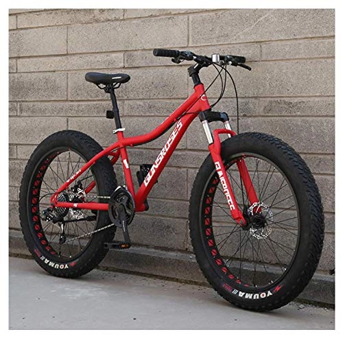 Fat Tyre Mountain Bike : BCX 26 inch Mountain Bikes, High-Carbon Steel Hardtail Mountain Bike, Fat Tire All Terrain Mountain Bike, Women Men's Anti-Slip Bikes, Blue, 21 Speed 3 Spoke, Red, 21 Speed Spoke