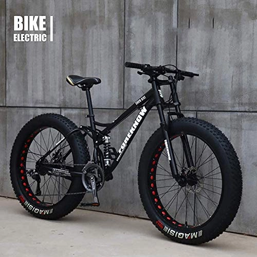 Fat Tyre Mountain Bike : Bicycle Mtb Top, Fat Wheel Motorbike / Fat Bike / Fat Tire Mountain Bike, Beach Cruiser Fat Tire Bike Snow Bike Fat Big Tyre Bicycle 21speed Fat Bikes For Adult, Black, 24IN