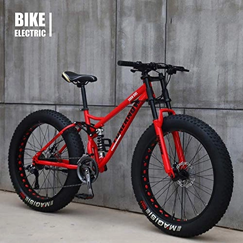 Fat Tyre Mountain Bike : Bicycle Mtb Top, Fat Wheel Motorbike / Fat Bike / Fat Tire Mountain Bike, Beach Cruiser Fat Tire Bike Snow Bike Fat Big Tyre Bicycle 21speed Fat Bikes For Adult, Red, 24IN