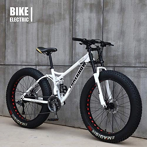 Fat Tyre Mountain Bike : Bicycle Mtb Top, Fat Wheel Motorbike / Fat Bike / Fat Tire Mountain Bike, Beach Cruiser Fat Tire Bike Snow Bike Fat Big Tyre Bicycle 21speed Fat Bikes For Adult, White, 26IN