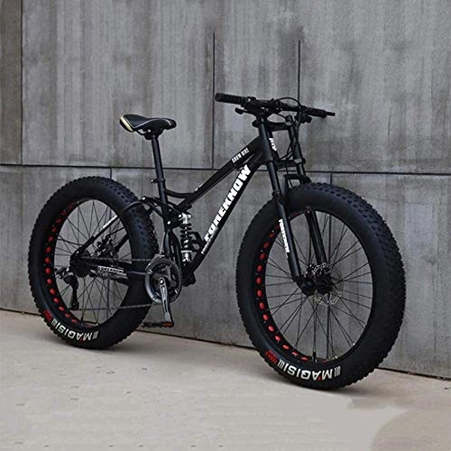 Fat Tyre Mountain Bike : Bike Bicycle, Mountain, 24 Inch 7 / 21 / 24 / 27 Speed, Men Women Student Variable Speed, Fat Tire Mens Mountain (Color : Black, Size : 24 speed)