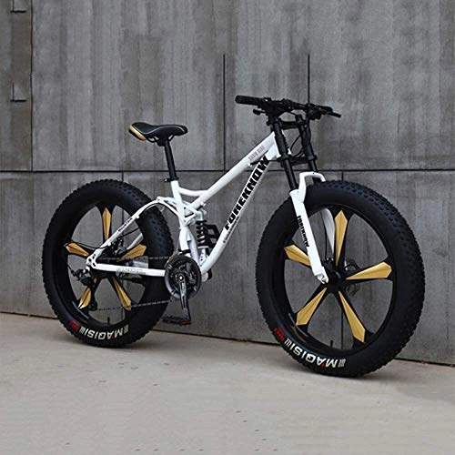 Fat Tyre Mountain Bike : Bike Bicycle, Mountain, 26 Inch 7 / 21 / 24 / 27 Speed, Men Women Student Variable Speed, Fat Tire Mens Mountain (Color : White, Size : 27 Speed)