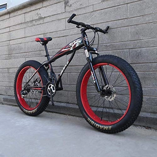 Fat Tyre Mountain Bike : BXU-BG Outdoor sports Mountain Bike, 24" / 26" Big Wheel Snow Bike, 21Speed Dual Disc Brake, Strong ShockAbsorbing Front Fork, Outdoor OffRoad Beach Bike (Color : F, Size : 24 inch)