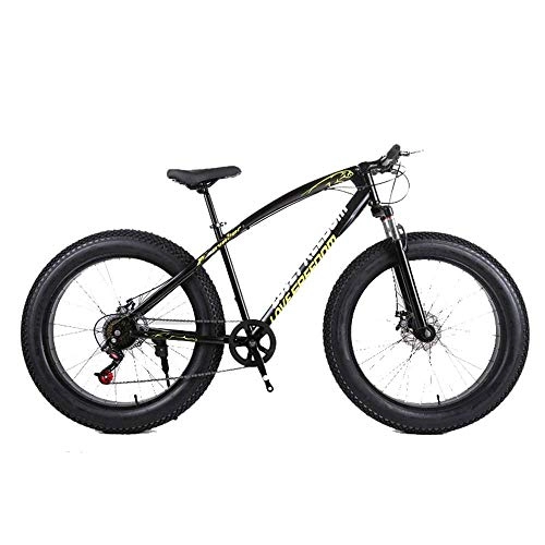 Fat Tyre Mountain Bike : Chenbz Outdoor sports Fat Bike, 26 inch cross country mountain bike 21 speed beach snow mountain 4.0 big tires adult outdoor riding (Color : Black)