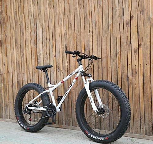 Fat Tyre Mountain Bike : Cloth-YG Fat Tire Mens Mountain Bike, Double Disc Brake / Cruiser Bikes, Beach Snowmobile Bicycle, 26 inch Aluminum Alloy Wheels, White, 21 speed