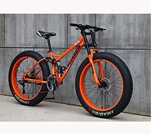 Fat Tyre Mountain Bike : CLOTHES Commuter City Road Bike Mountain Bike for Teens of Adults Men And Women, High Carbon Steel Frame, Soft Tail Dual Suspension, Mechanical Disc Brake, 24 / 265.1 Inch Fat Tire Unisex