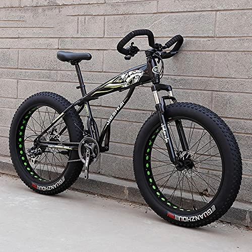 Fat Tyre Mountain Bike : DANYCU Mens Mountain Bike 26 Inch Thick Wheels, Beach Snow All Terrain Bicycle with High-carbon Steel Frame / Dual Disc Brake / Suspension Fork, Fat Tire Bikes, A, 27 speed