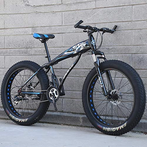 Fat Tyre Mountain Bike : DelongKe Mountain Bike, Mens Womens Mountain Bikes, High-Carbon Steel Frame, Dual Disc Brake Mountain Bike, All Terrain Bicycle, Anti-Slip Bikes, 26 Inch 27 Speed, O