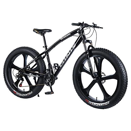 Fat Tyre Mountain Bike : DFEIL Shock Mountain Bikes, Fat Tire Variable Speed Bicycle, High-carbon Steel Frame Hardtail Mountain Bike With Dual Disc Brake, 5 Spoke, 21 / 24 / 27 / 30-speed, 26 Inches (Color : 21 speed)