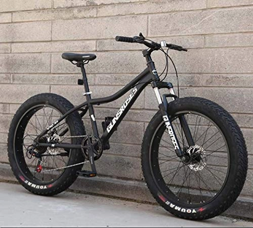 Fat Tyre Mountain Bike : DHINGM Mountain Bikes 26Inch Fat Tire Hardtail Snowmobile Dual Suspension Frame and Suspension Fork All Terrain Men's Mountain Bicycle Adult Strong Bearing Capacity (Color : Black 1, Size : 7Speed)