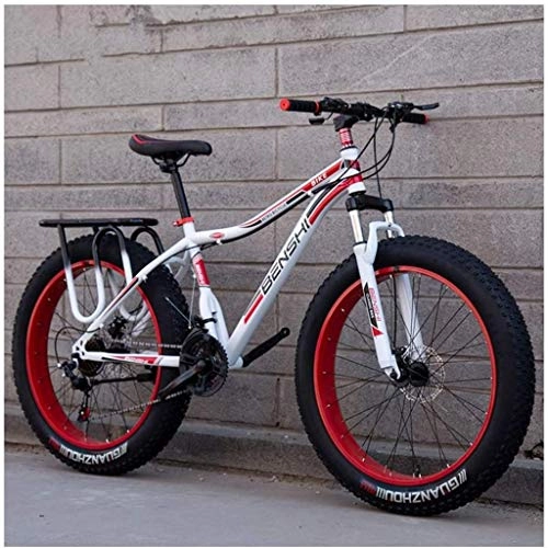 Fat Tyre Mountain Bike : DIMPLEYA Adult Fat Tire Mountain Bikes, Dual Disc Brake Hardtail Mountain Bike, Front Suspension Bike, Orange A, 26 Inch 27 Speed, White a, 26 Inch 24 Speed