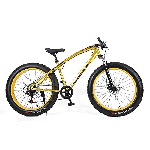 Fat Tyre Mountain Bike : DULPLAY 26 Inch Mountain Bikes Bicycle, Mountain Bike For Teens Adults Men Women, Double Disc Brake Fat Tire Mountain Bicycle Golden 26", 27-speed