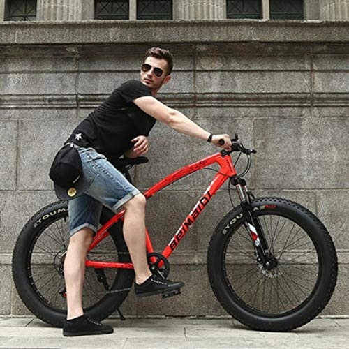 Fat Tyre Mountain Bike : DULPLAY Dual Disc Brakes Adult Mountain Bikes, 24 Inch Folding Fat Mountain Bike, Big Tire Snowmobile Mountain Bicycle For Men Women Pink 26", 24-speed