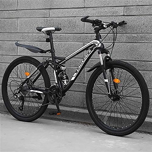 Fat Tyre Mountain Bike : DULPLAY Mountain Bike Bicycle, High Carbon Steel Men Women Off-road Mountain Bikes, Dual Disc Brake Full Suspension Mountain Bicycle Black 26", 30-speed