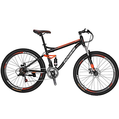 Fat Tyre Mountain Bike : Eurobike OBK S7 Full Suspension Mountain Bike 21 Speed Bicycle 27.5 inches mens MTB Disc Brakes Bicycle (Aluminium Rims)