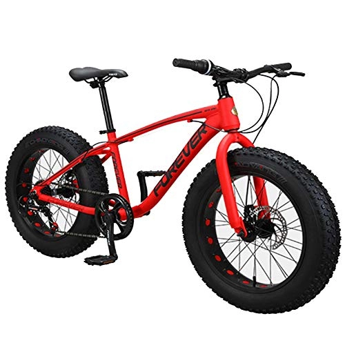 Fat Tyre Mountain Bike : FANG Kids Mountain Bikes, 20 Inch 9-Speed Fat Tire Anti-Slip Bikes, Aluminum Frame Dual Disc Brake Bicycle, Hardtail Mountain Bike, Red
