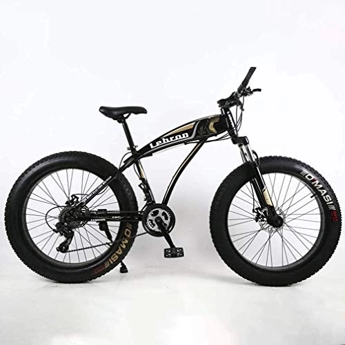 Fat Tyre Mountain Bike : Fat Tire Adult Mountain Bike, Lightweight High-Carbon Steel Frame Cruiser Bikes, Beach Snowmobile Mens Bicycle, Double Disc Brake 26 Inch Wheels, Black, 7speed