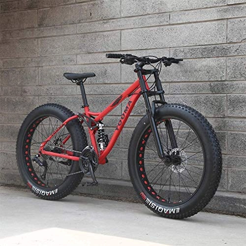 Fat Tyre Mountain Bike : GMZTT Unisex Bicycle 26 Inch Mens Fat Tire Mountain Bicycle, Beach Snow Bikes, Double Disc Brake Cruiser Bicycle, Lightweight High-Carbon Steel Frame, Aluminum Alloy Wheels