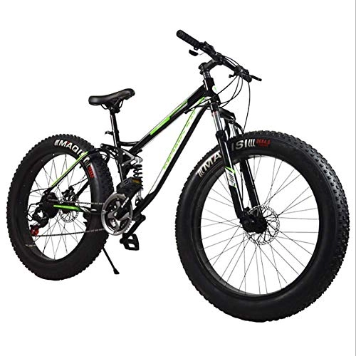 Fat Tyre Mountain Bike : GuoEY Mountain Bike Downhill Mtb Bicycle / Bycicle Mountain Bicycle Bike, Aluminium Alloy Frame 21 Speed 26"*4.0 Fat Tire Mountain Bicycle Fat Bike, Green, 26