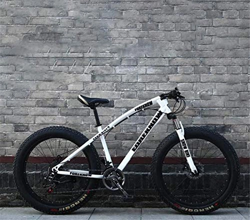 Fat Tyre Mountain Bike : HCMNME durable bicycle Fat Tire Mountain Bike Mens, Beach Bike, Double Disc Brake Cruiser Bikes, 4.0 wide Wheels, Adult 24 Inch Snow Bicycle Alloy frame with Disc Brakes