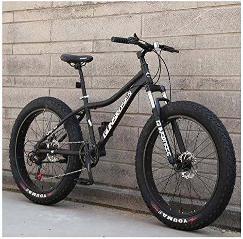 Fat Tyre Mountain Bike : HQQ 26 Inch Mountain Bikes, High-carbon Steel Hardtail Mountain Bike, Fat Tire All Terrain Mountain Bike, Women Men's Anti-Slip Bikes (Color : Black, Size : 21 Speed)