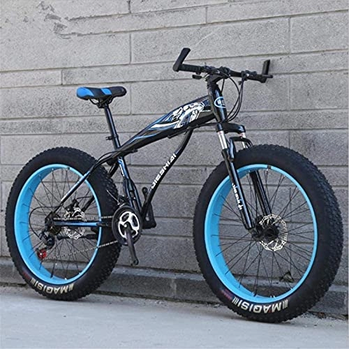 Fat Tyre Mountain Bike : HUAQINEI Mountain Bikes, 26 inch snow bike super wide tire variable speed 4.0 snow bike mountain bike Alloy frame with Disc Brakes (Color : Black blue, Size : 30 speed)