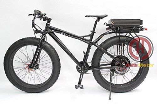 Fat Tyre Mountain Bike : HYLH Powerful Fat Tire 48V 1000W 26" Total Black Electric Bicycle Snow Ebike Rear Carrier 48V 20AH Lithium Battery Multi Color Wheel