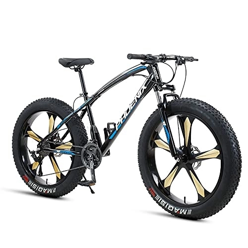 Fat Tyre Mountain Bike : ITOSUI Fat Tire Mountain Bike, 26-Inch Wheels, 4-Inch Wide Knobby Tires, 7 / 21 / 24 / 27 / 30-Speed, Mountain Trail Bike, Urban Commuter City Bicycle, Steel Frame, Front and Rear Brakes
