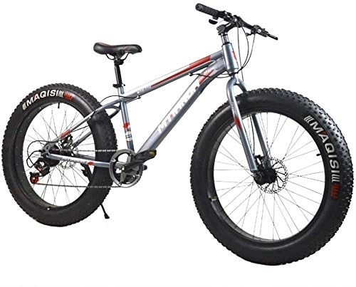 Fat Tyre Mountain Bike : JACKWS Portable 26 Inch Mountain Bike / Dual Disc Brake Variable Speed 4.0 Tire Aluminum Alloy Thickened Rim Snowmobile 7 Speed, Suitable For Adult Fat Man Woman Driving, White