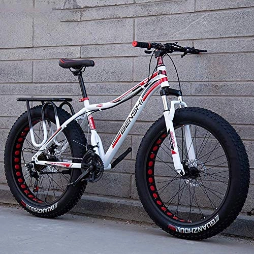 Fat Tyre Mountain Bike : JACKWS Portable Fat Man Wide And Thick Mountain Bike Big Tire Variable Speed Shock Absorber Snow Bike Beach Off-Road Adult Men And Women Double Car, B2, 26