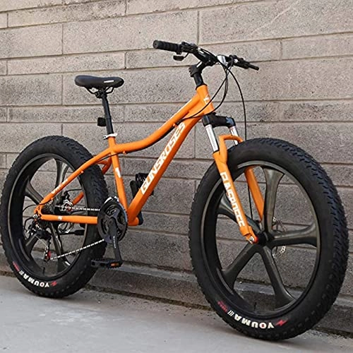 Fat Tyre Mountain Bike : JAJU Off-road Mountain Bikes, 26 Inch Fat Tire Hardtail Snowmobile, Dual Suspension Frame and Suspension Fork All Terrain Mountain Bicycle Adult