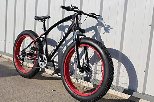 Fat Tyre Mountain Bike : JHI Fat bike Insanity Black With Red Wheels 26" x 4