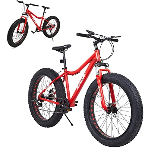 Fat Tyre Mountain Bike : JieDianKeJi Fat Tire Bike for Men, 26 Inch 21 Speed Mountain Bike, 4 inch Wide Tire Beach Snow Mountain Bicycle, Front and Rear Brakes, Multiple Colors