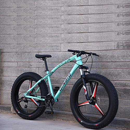 Fat Tyre Mountain Bike : JXJ 24 Inch Adult Mountain Bikes, High Carbon Steel Full Suspension Mountain Trail Bike, 3 Spoke 7 / 21 / 24 / 27 Speed ​​dual Disc Brakes Mtb Bikes