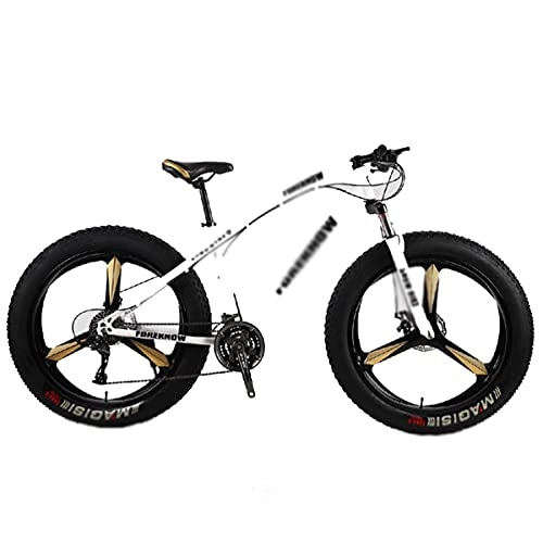 Fat Tyre Mountain Bike : Kays 26 Inch Mountain Bike For Adult 21 / 24 / 27 Speeds Man And Woman Bicycles Carbon Steel Frame With Dual Disc Brake(Size:21 Speed, Color:White)