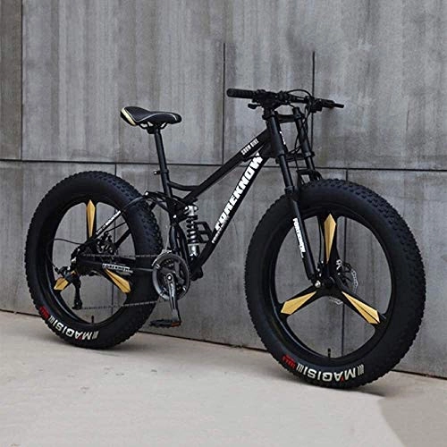 Fat Tyre Mountain Bike : Kyman Bicycle, Mountain Bike, 26 Inch 7 / 21 / 24 / 27 Speed Bike, Men Women Student Variable Speed Bike, Fat Tire Mens Mountain Bike (Color : Black, Size : 21 Speed)