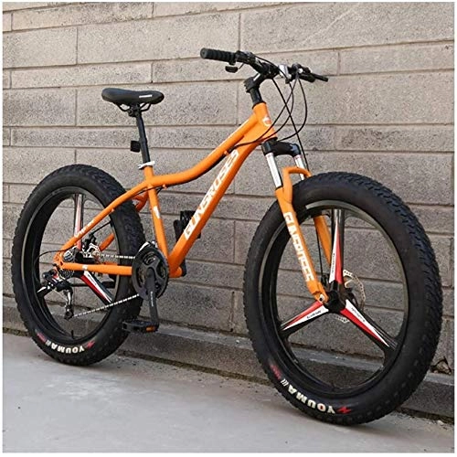 Fat Tyre Mountain Bike : Kytwn 26 Inch Mountain Bikes, High-carbon Steel Hardtail Mountain Bike, Fat Tire All Terrain Mountain Bike, Women Men's Anti-Slip Bikes (Color : Yellow, Size : 27 Speed 3 Spoke)
