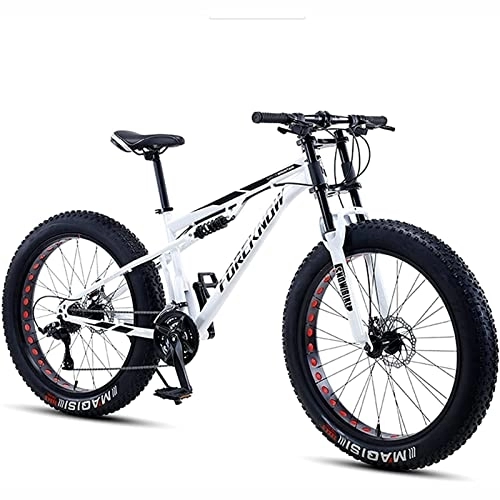 Fat Tyre Mountain Bike : LapooH Mountain-Bicycles Sport, Mens All-Terrain Fat Tire Mountain Bike, 21 / 24 / 27 / 30 Speed Drivetrain, 26-inch Wheels, 11CM Wide Tires, D, 27 speed