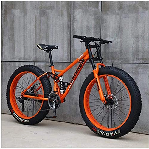 Fat Tyre Mountain Bike : LBYLYH Mountain Tricycle For Adults, Fat Tire Men'S Mountain Bike, 26-Inch / High-Strength Steel Frame, 21 / 24 / 27-Speed, Orange, 24 Speed
