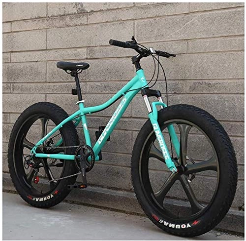 Fat Tyre Mountain Bike : LEYOUDIAN 26 Inch Mountain Bikes, High-carbon Steel Hardtail Mountain Bike, Fat Tire All Terrain Mountain Bike, Women Men's Anti-Slip Bikes (Color : Blue, Size : 21 Speed 5 Spoke)