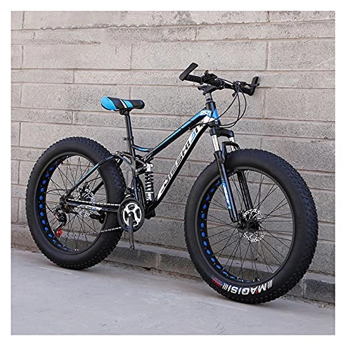 Fat Tyre Mountain Bike : LHQ-HQ 24" Wheel Fat Tire Mountain Bike 4" Wide Tires 30 Speed Adult Bike Dual Disc Brake Dual-Suspension Bicycle for Teen, D