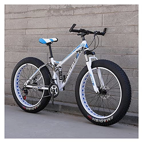 Fat Tyre Mountain Bike : LHQ-HQ 26" Wheel Fat Tire Mountain Bike 4" Wide Tires 21 Speed Dual Disc Brake Dual-Suspension Adult Bike for Height 5.2-6.4Ft, B