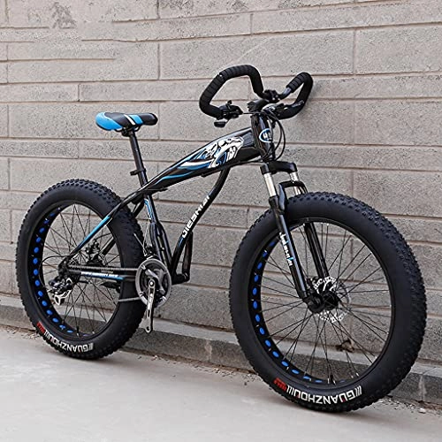 Fat Tyre Mountain Bike : LHQ-HQ Adults Mountain Trail Bike, Butterfly Handlebar, 26" Fat Tire, 27 Speed, High-Carbon Steel Frame, Fork Suspension, ​Shimano Shift Kit, Loading 200Kg, D