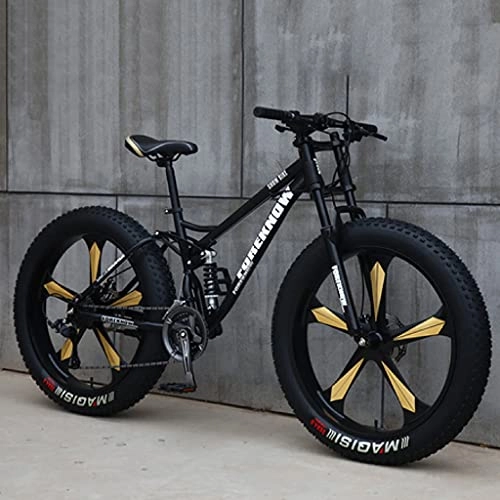 Fat Tyre Mountain Bike : LHQ-HQ Off-Road Mountain Bike, 26" Fat Tire, 30 Speed, High-Carbon Steel Frame, Dual-Suspension, Loading 200Kg, Suitable for Adults Teens, C