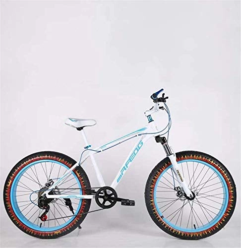 Fat Tyre Mountain Bike : Lightweight， Mens Adult Fat Tire Mountain Bike, Double Disc Brake Beach Snow Bicycle, High-Carbon Steel Frame Cruiser Bikes, 24 Inch Flame Wheels Inventory clearance ( Color : F , Size : 7 speed )