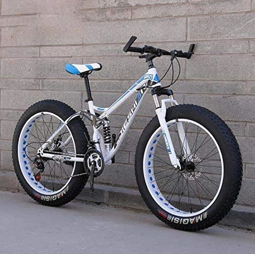 Fat Tyre Mountain Bike : Lightweight， Mountain Bike, 4.0 Inch Fat Tire Hardtail Mountain Bicycle Dual Suspension Frame, High Carbon Steel Frame, Double Disc Brake Inventory clearance ( Color : E , Size : 24 inch27 speed )